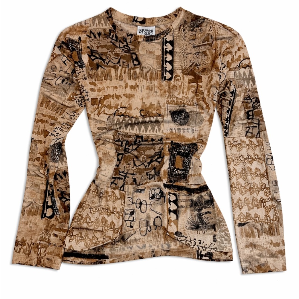 Vintage Patterned Long Sleeve Shirt